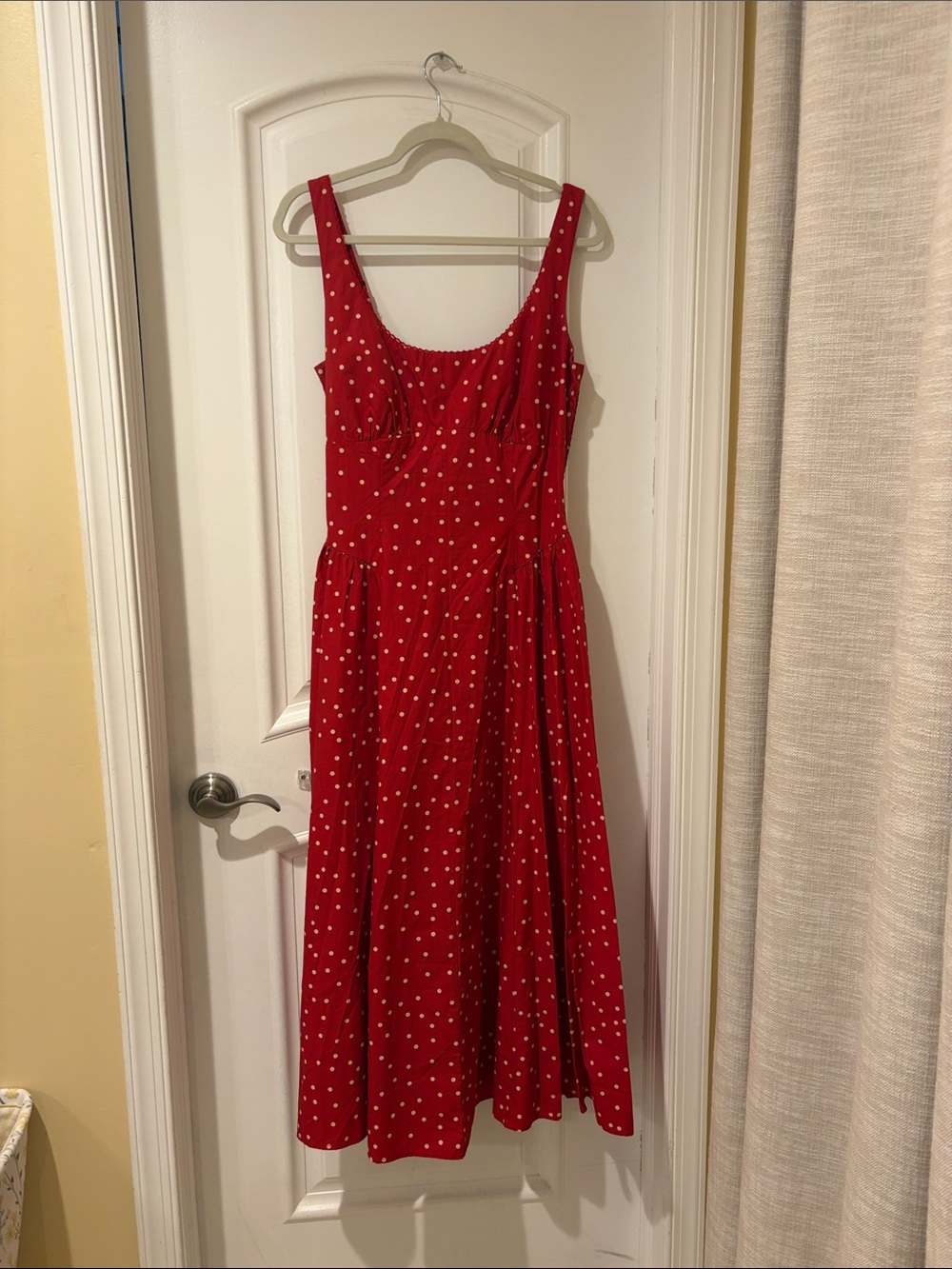 Abercrombie & Fitch Red Polka Dot Midi Dress